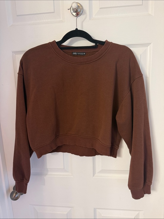 Zara Tops - Zara Cropped Sweatshirt Brown size medium